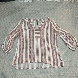 Striped Women's Top - Red and White 3/4 length sleeves
